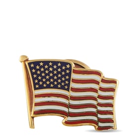 Cartier 18K Yellow Gold and Enamel American Flag Tie Pin