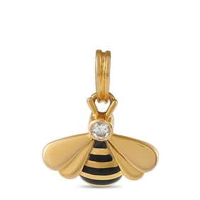 Cartier 18K Yellow Gold, Diamond and Enamel Bee Pendant