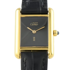 Cartier Must de Cartier Tank Black Dial Vermeil Watch