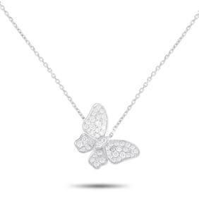 18K White Gold and 0.65ctw Diamond Butterfly Necklace