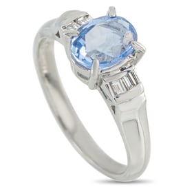 1.65ct Blue Sapphire, Diamond and Platinum Ring