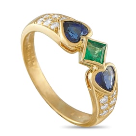 18K, 0.80ctw Sapphire, 0.25ct Emerald and Diamond Ring