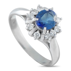 Platinum, 0.80ct Sapphire and 0.20ctw Diamond Ring