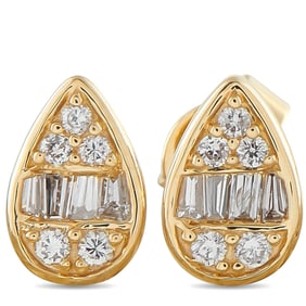 14K Yellow Gold and 0.35ctw Diamond 0.30" Earrings