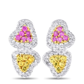 14K, 0.65ctw Sapphire and 0.40ctw Diamond Earrings