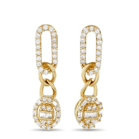 14K Yellow Gold and 0.45ctw Diamond Drop Earrings
