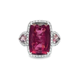 10.60ctw Tourmaline, Diamond and Platinum Ring