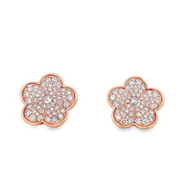 4.25ctw Pink and White Diamond 18K Flower Earrings