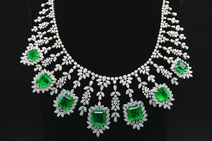 85.50ctw Emerald, 39.55ctw Diamond and 18K Necklace