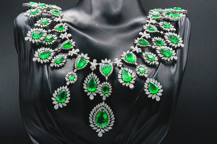 84.30ctw Emerald, 26.85ctw Diamond and 18K Necklace
