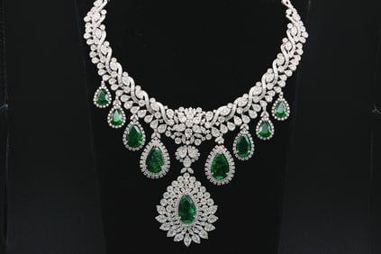 52.15ctw Emerald, 44.20ctw Diamond and 18K Necklace