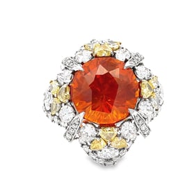 16.30ctw GIA Orange Sapphire, 6.95ctw Diamond 18K Ring