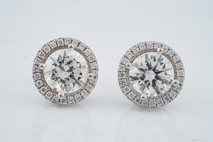 4.01ctw SI1/H Diamond and 18K White Gold Earrings