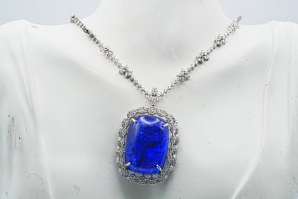 80.80ct Tanzanite, 5.50ctw Diamond and 18K Necklace