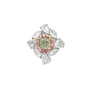 4.62ctw Diamond 18K Ring W/1.37ct GIA Green Diamond