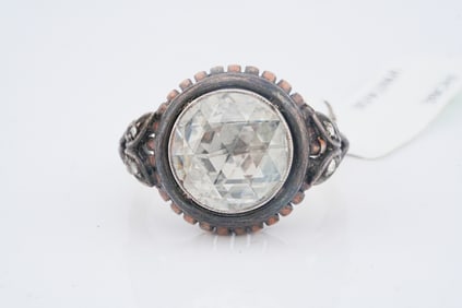 5.00ct Rose Cut Diamond and Sterling/14K Vintage Ring