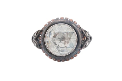 5.00ct Rose Cut Diamond and Sterling/14K Vintage Ring