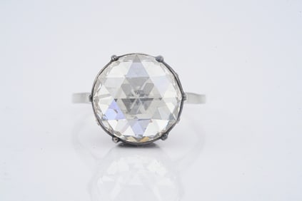 5.20ct Rose Cut Diamond and Platinum Vintage Ring