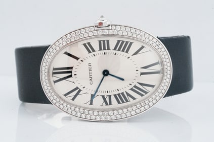 Cartier Baignoire XL 18K White Gold Diamond Bezel Watch