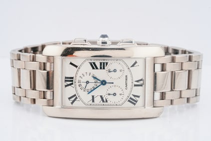 Cartier Tank Americaine Chronograph 18K White Gold Watch