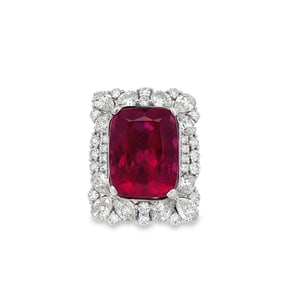 20.30ct Rubellite, 5.45ctw Diamond and 18K Ring