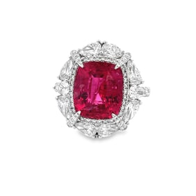6.05ct Pink Sapphire, 2.20ctw Diamond and 18K Ring