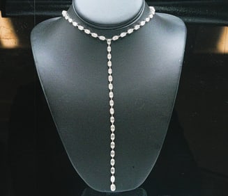 7.20ctw Diamond and 18K White Gold 15" Lariat Necklace