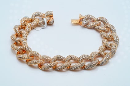 11.40ctw Diamond and 18K Yellow Gold 14mm Wide Bracelet