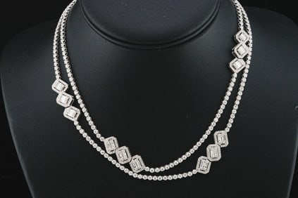 9.35ctw Diamond and 18K White Gold 30" Necklace