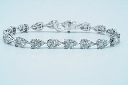7.40ctw Diamond and 18K White Gold 7.5" Line Bracelet