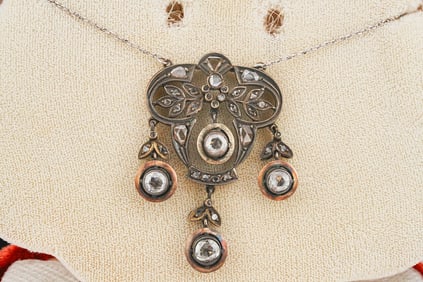 5.00ctw Rose Cut Diamond and Silver/Gold 17" Necklace