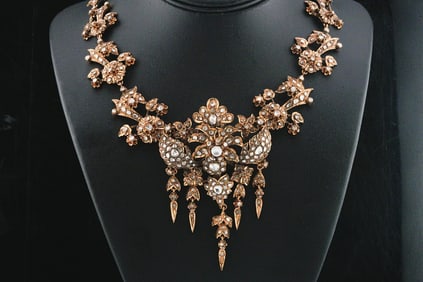 12.00ctw Rose Cut Diamond 14K Gold/Silver 24" Necklace