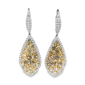 7.05ctw Multi-Color Diamond and 14K 1.70" Earrings