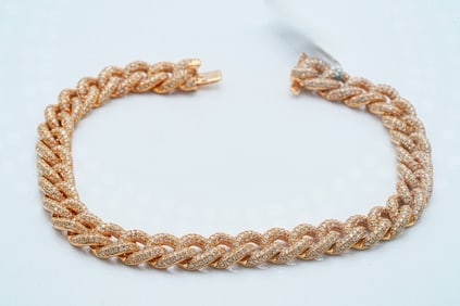 4.80ctw Diamond and 18K 7mm Wide Cuban Link Bracelet