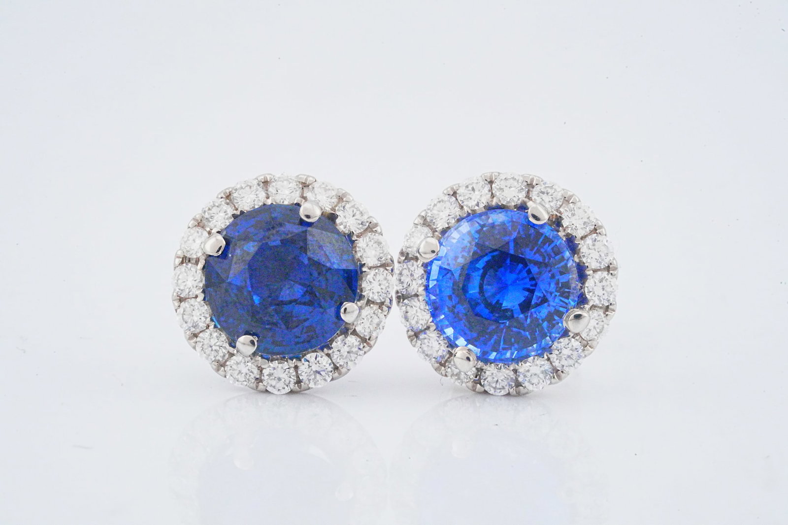 4.46ctw Blue Sapphire, 0.60ctw Diamond 18K Earrings (1 of 3)