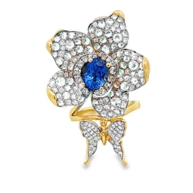 2.75ctw Diamond, 2.50ct Blue Sapphire and 18K Ring