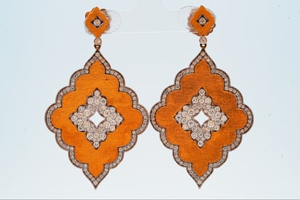 4.10ctw Diamond and 18K Yellow Gold Pendant Earrings