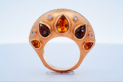 Adler 1.00ctw Diamond, Citrine and 18K Rose Gold Ring