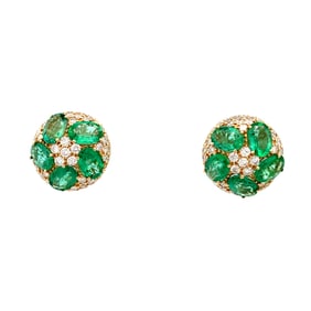 6.50ctw Emerald, 2.30ctw Diamond and 14K Earrings