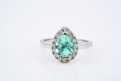 1.51ct "Paraiba" Tourmaline and 14K Ring W/Diamonds