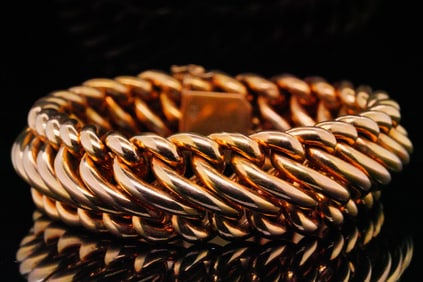 Solid 18K Yellow Gold 0.75" Wide Link Bracelet