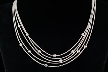 Piero Milano 0.90ctw Diamond and 18K 5-Strand Necklace
