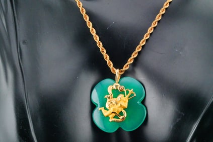 Carrera y Carrera Green Chalcedony and 18K Necklace