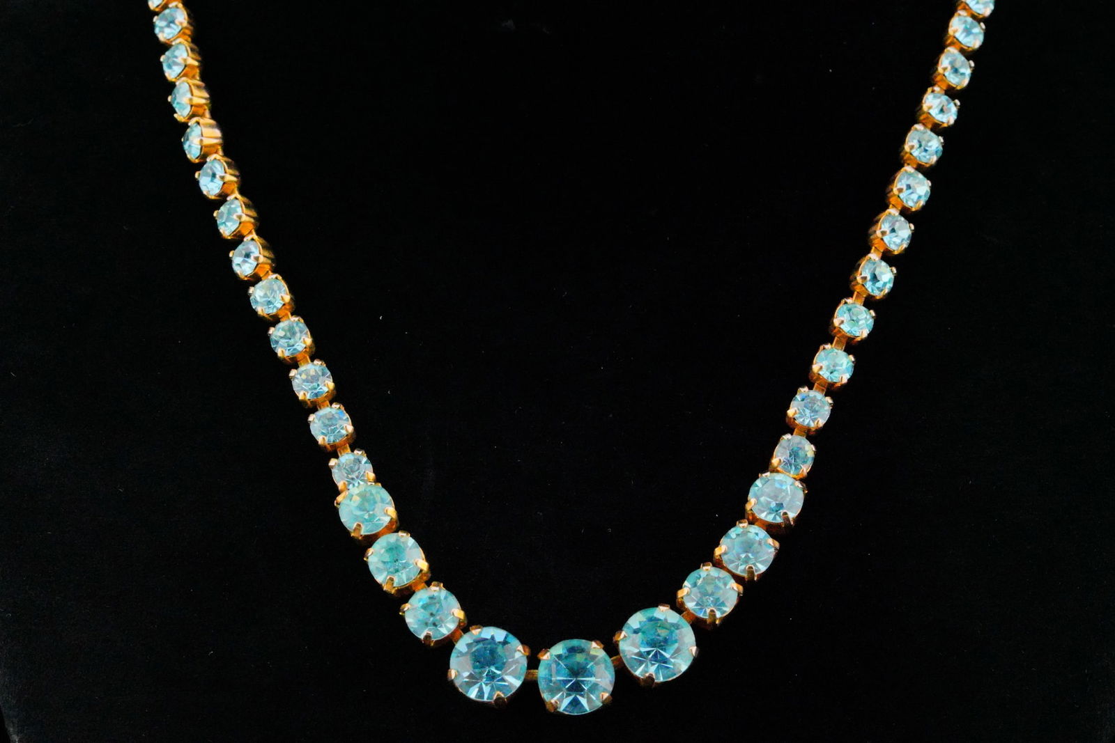 Marilyn Monroe Personally Owned Blue Rhinestone Necklace: Marilyn Monroe Personally Owned Blue Graduated Rhinestone Necklace Acquired From Inez Melson W/Letter of Provenance - This exquisite blue graduated rhinestone necklace was personally owned by Marilyn