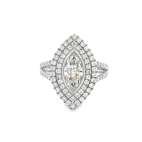 2.10ctw Diamond and Platinum Ring W/1.00ct Center