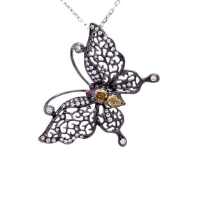 14K and 0.60ctw Diamond Necklace W/Ruby Accents