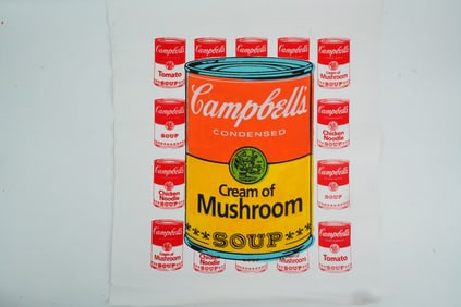 Steve Kaufman Signed Campbell's Soup Mixed Media Canvas