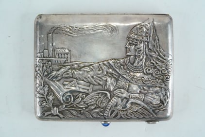 Imperial Russian 84 Silver Case W/Blue Sapphire Button