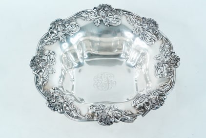 William Wise & Son Antique Sterling Silver Floral Bowl