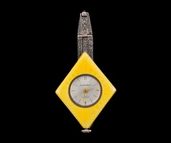 Vintage Louis Freedhand Guilloche Enamel Pendant Watch